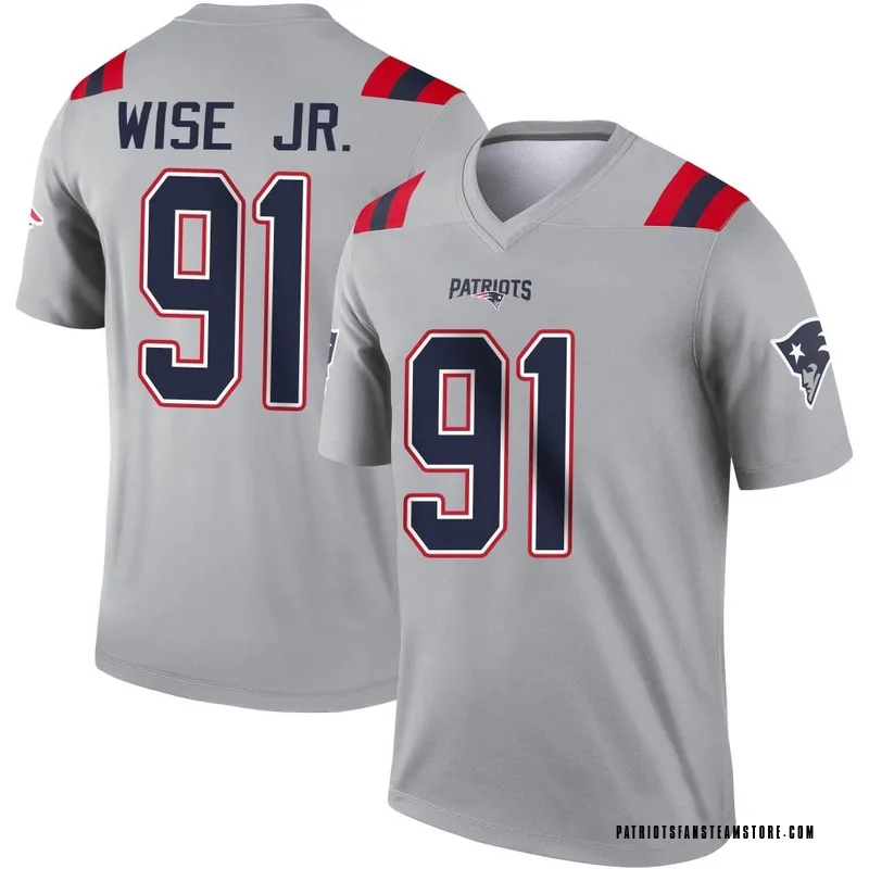 Men's Nike New England Patriots Deatrich Wise Jr. Gray Inverted Jersey -  Legend