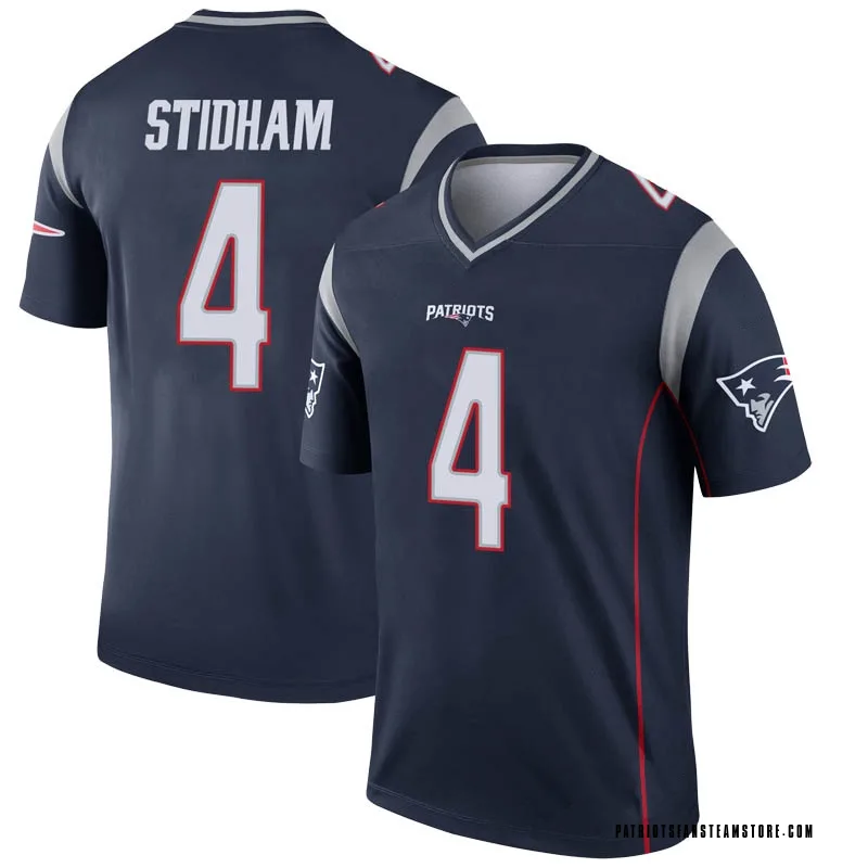 Men's Nike Jarrett Stidham Navy New England Patriots Game Jersey Size: Large